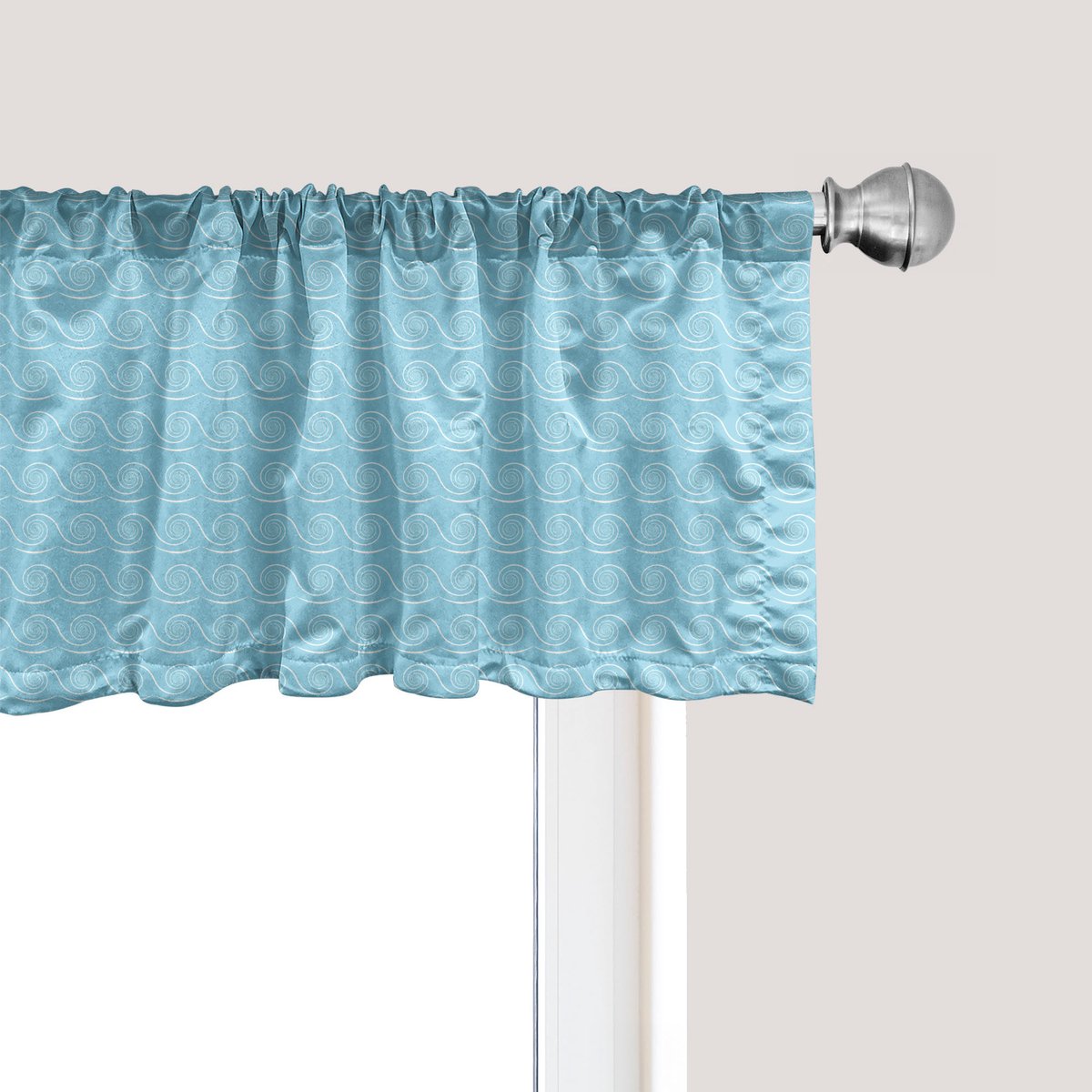 ABAKUHAUS Blauwe raamvalance, gordijnvalance voor keuken en slaapkamer met tunnelzoom, 137 cm x 30 cm, wit