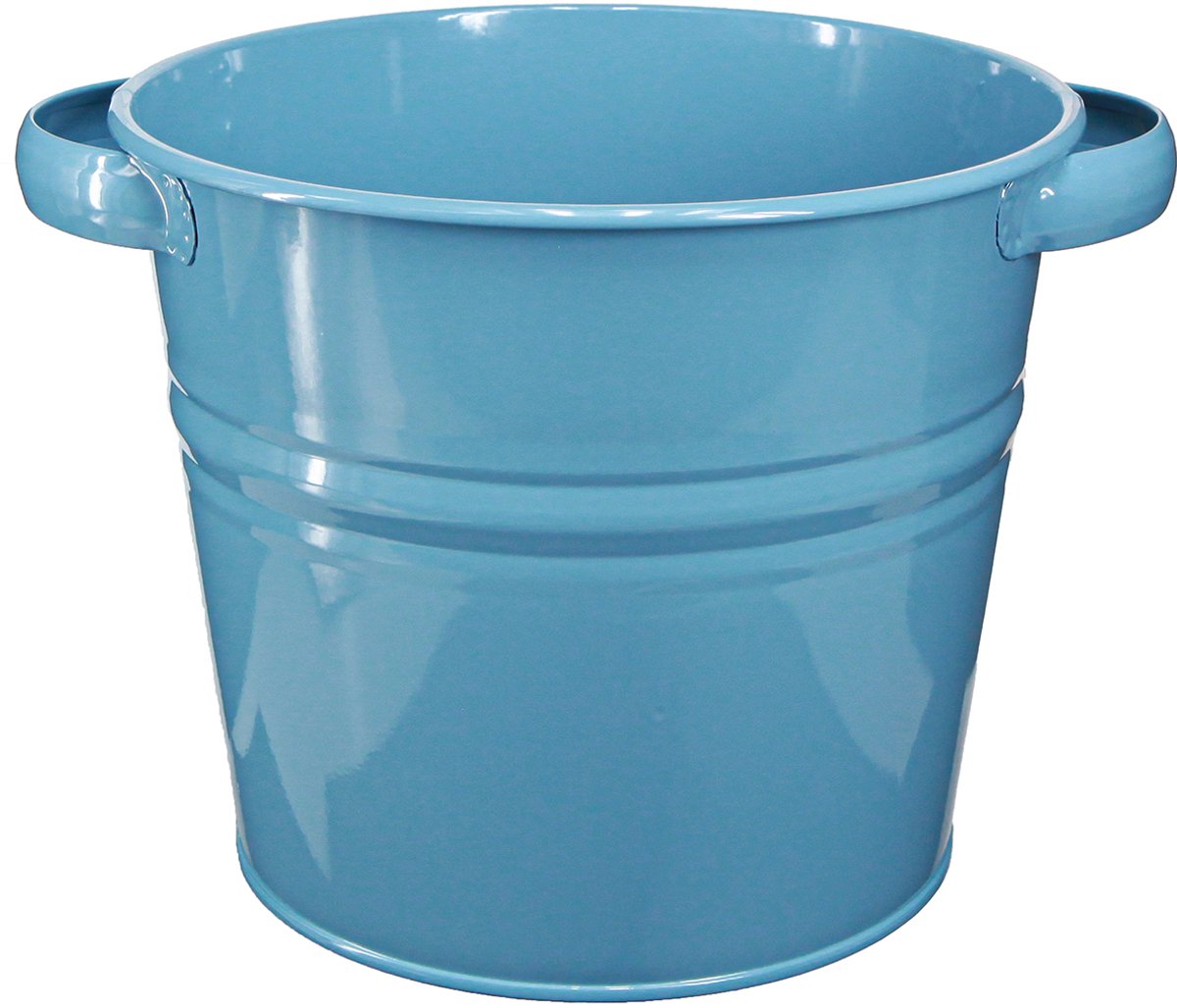 Decoratieve metalen bloempot/plantenbak in blauw, 31 cm x 26 cm x 21,5