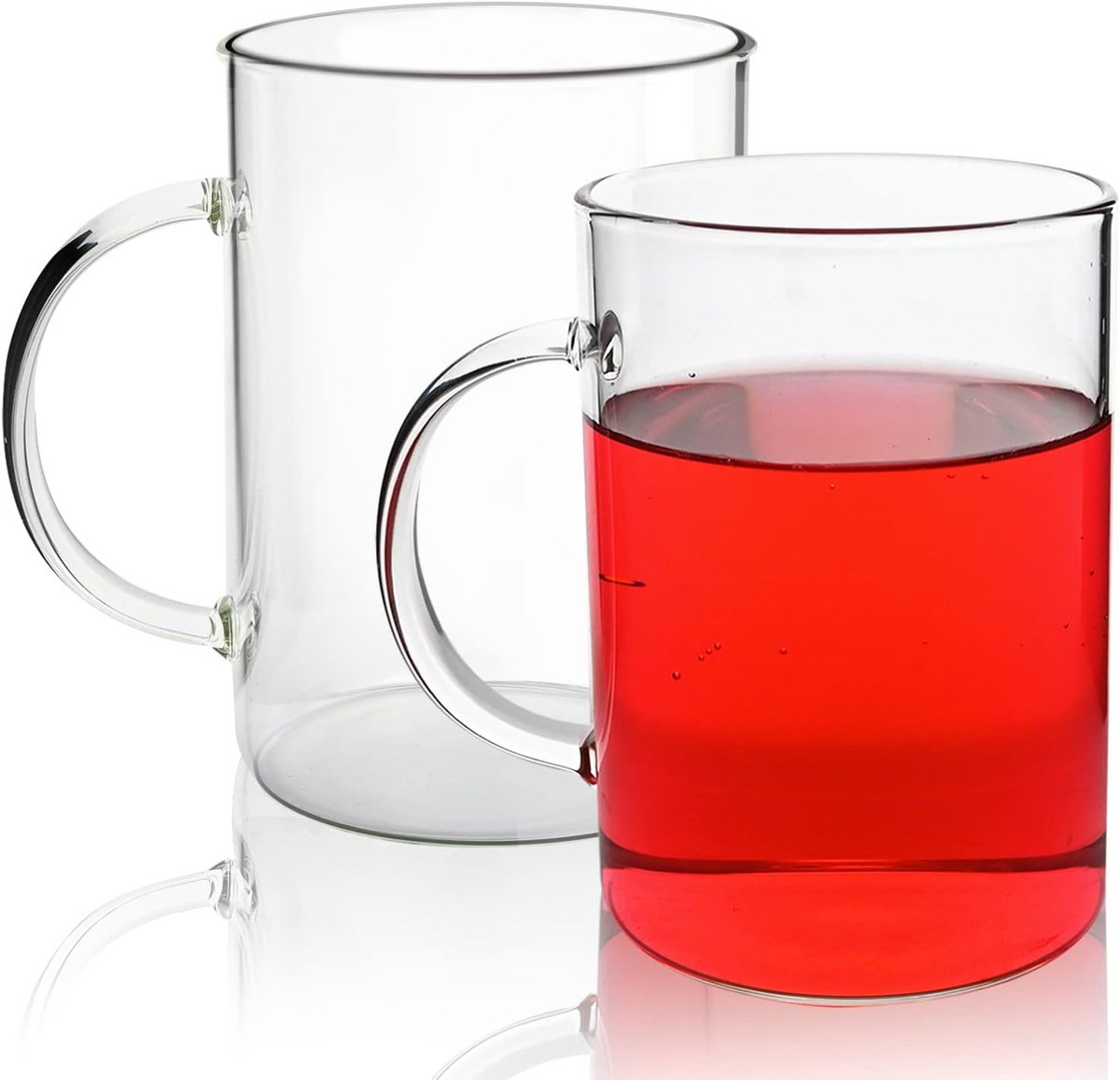 Set van 2 Grote Glazen Koffiemokken 600ml met Handvat - Hittebestendig Borosilicaatglas