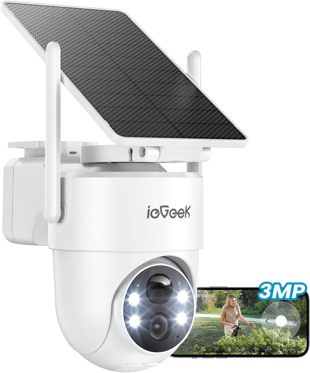 ieGeek Security Solo Camera S5 - Draadloze Beveiligingscamera voor Buiten - 2K HD-resolutie - 360° Pan & 90° Tilt - AI Auto Lock en Tracking - Zonne-energie - Geen Abonnementskosten