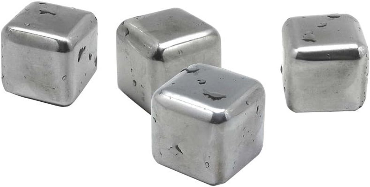 Metalen IJsblokjes Roestvrij Staal - Koelstenen Set met Opbergdoos en Zakje