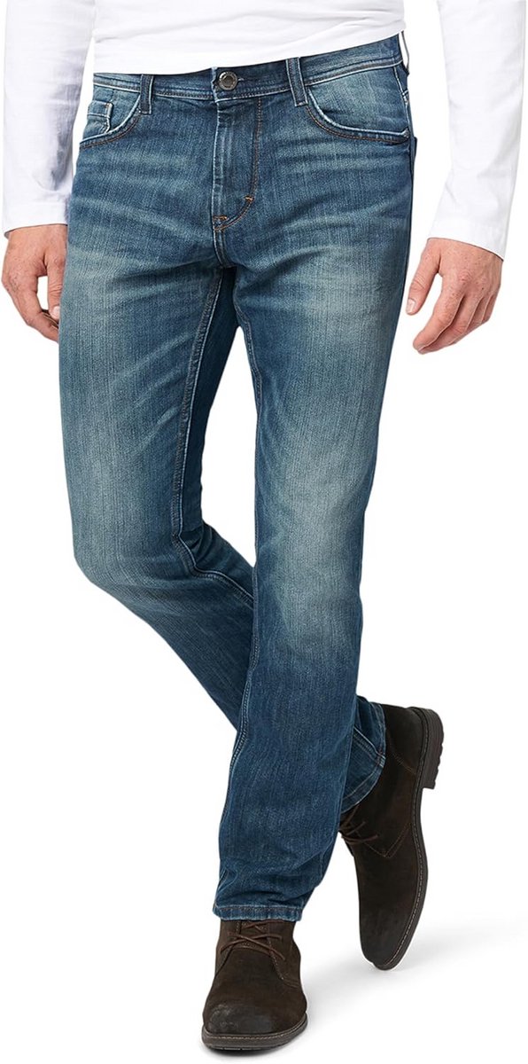 Zwarte Regular Slim Heren Jeans met Stretch en Normale Taille