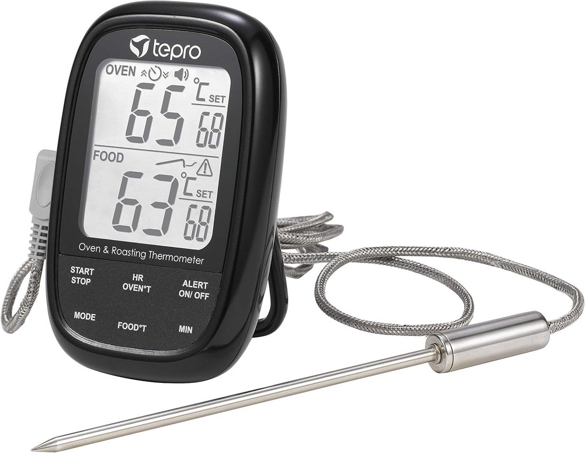 Digitale Dubbele Sensor Grillthermometer met Kerntemperatuur & Kookruimte Meting