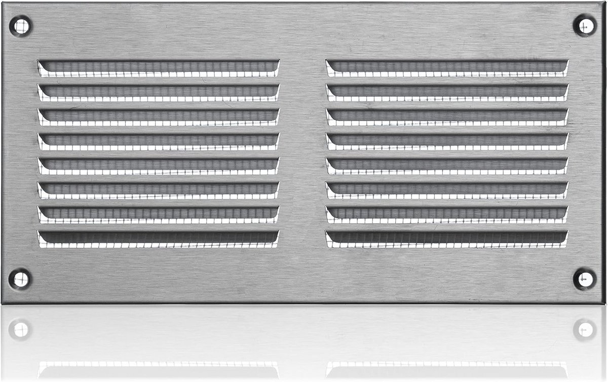 Ventilatierooster 200x100mm Roestvrij Staal met Muggengaas