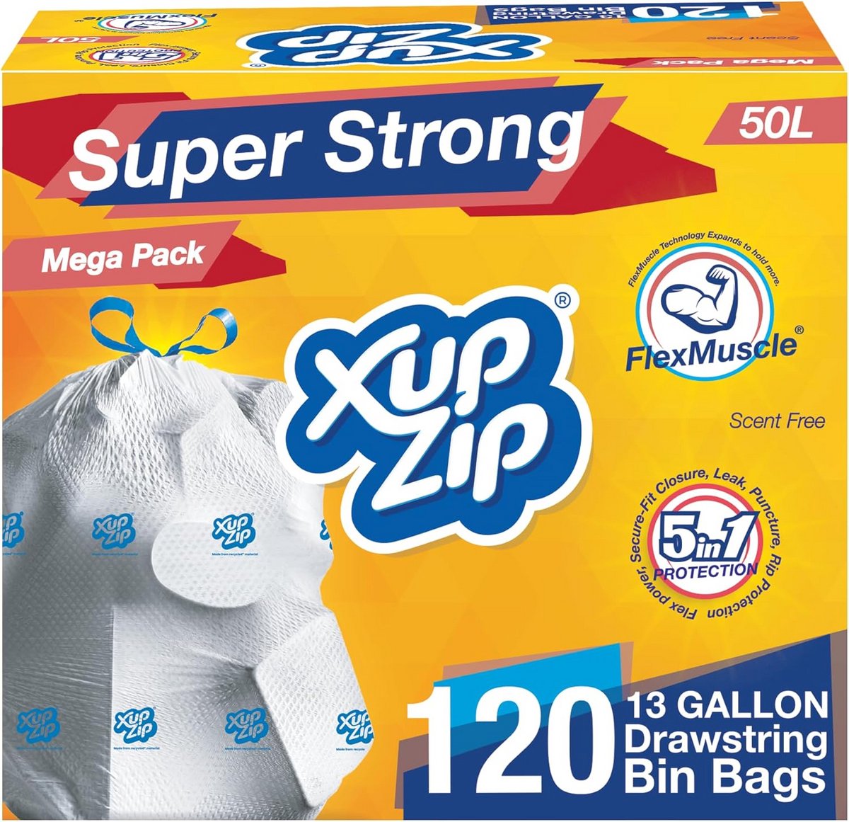 120 Grote Stevige Vuilniszakken 50 Liter Wit