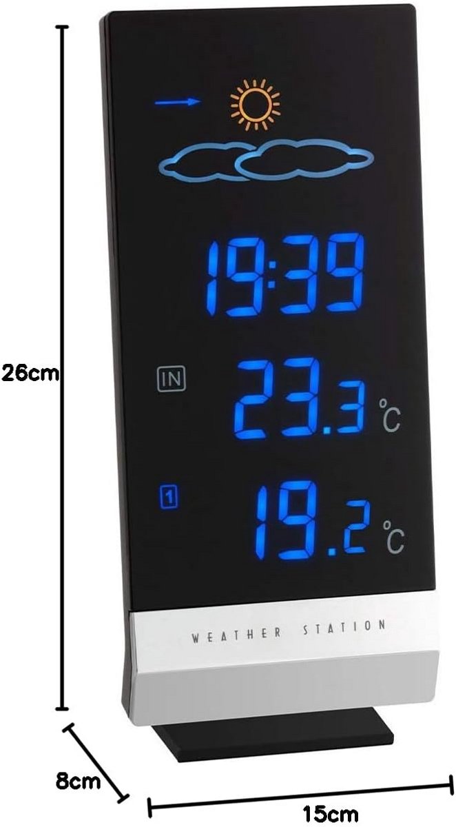 Draadloos Weerstation met Kleurendisplay voor Binnen- en Buitentemperatuur en Weersvoorspelling