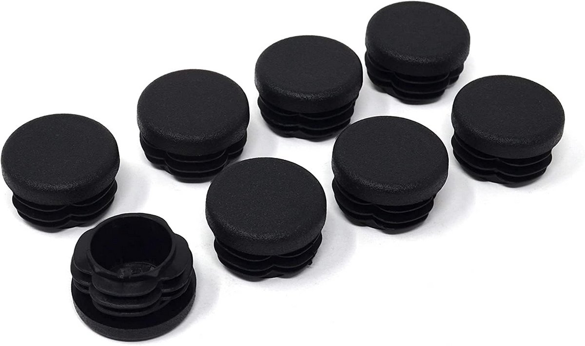 8x Zwarte Dop voor Ronde Buizen Ø 22-24 mm Kunststof