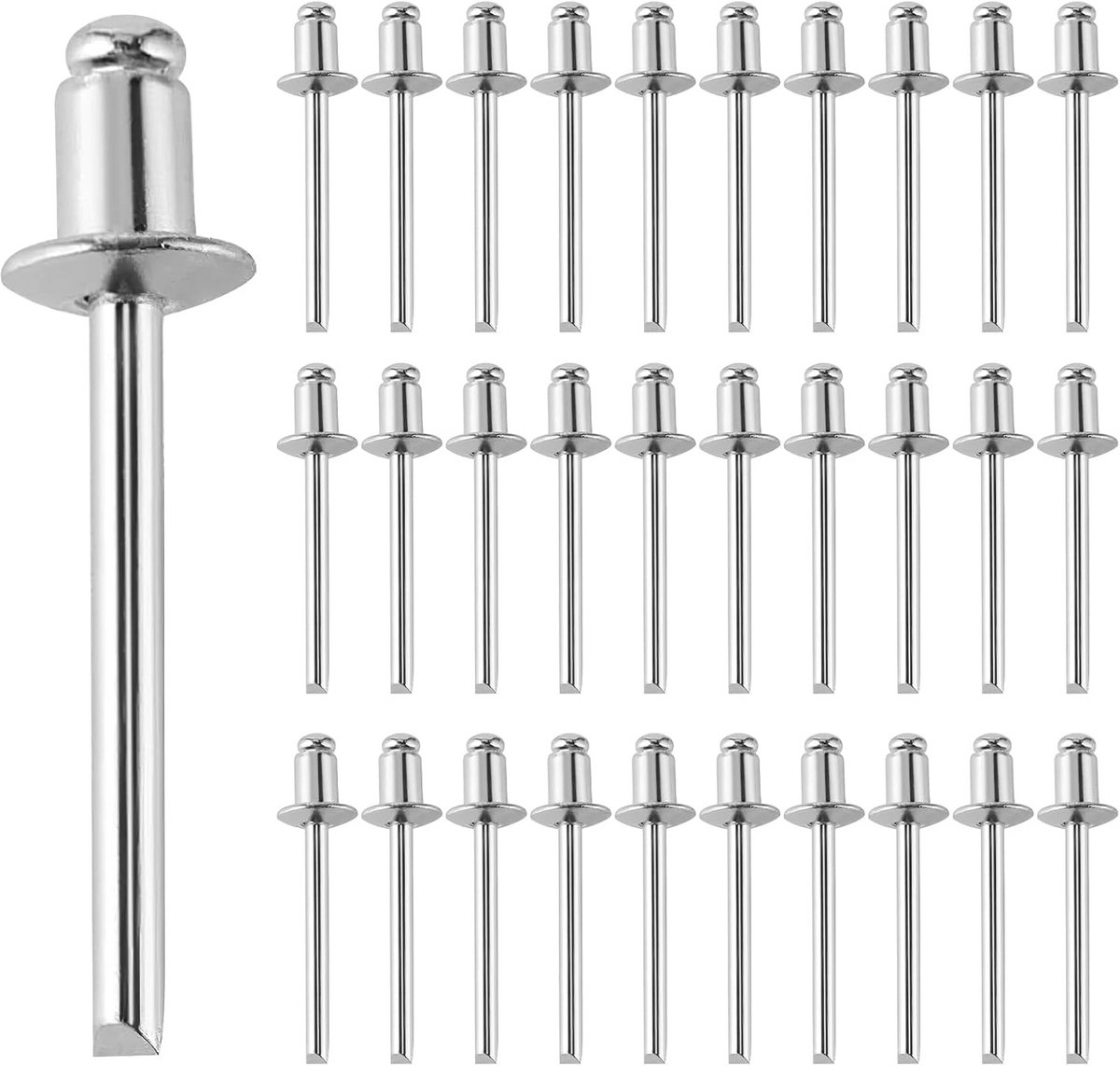 150x Set Blindklinknagels Aluminium 4,8x16mm - Popnagels met Grote Flens voor Metaal, Kunststof en Hout