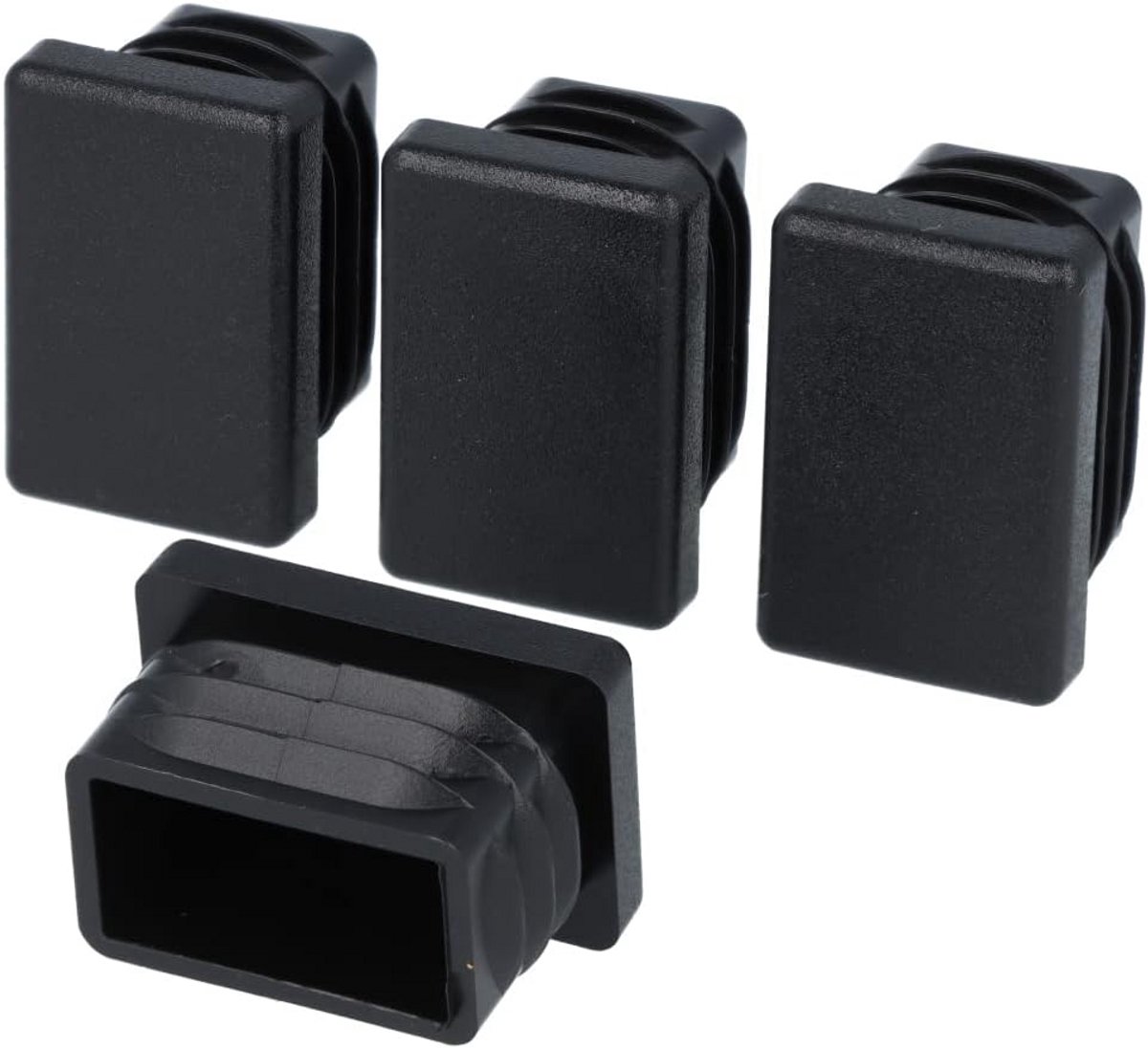 4x Rechthoekige Buisdoppen Zwart voor Vierkante Buis - Eindkappen en Stoppen (30x20 mm)