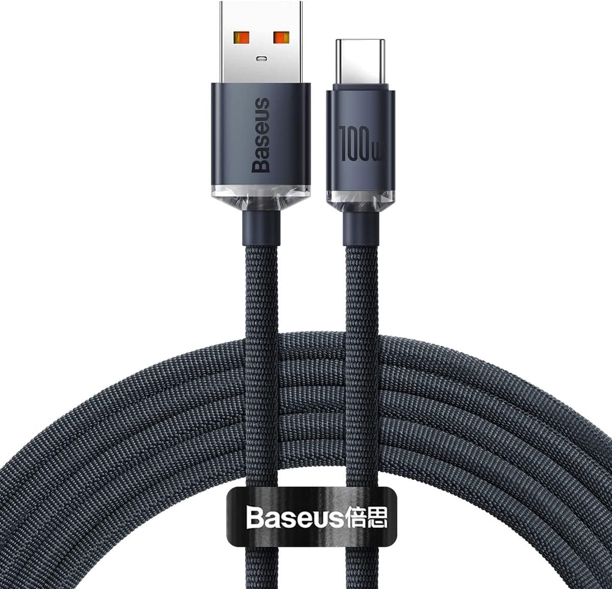 Krachtige 100W USB-C Snellader Kabel - 2 Meter Zwart Data & Oplaadkabel