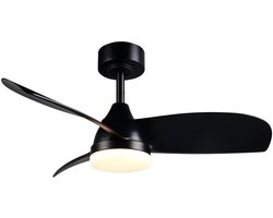 REALITY HELSINKI - Ventilator - Zwart mat - incl. 1x SMD 20 W - Afstandsbediening - Geintegreerde dimmer - Traploos instelbare lichtkleur - Dimbaar met schakelaar - Niet externe dimbaar - Geheugenfunctie - Zomer- en wintermodus - 6 snelheidsniveaus