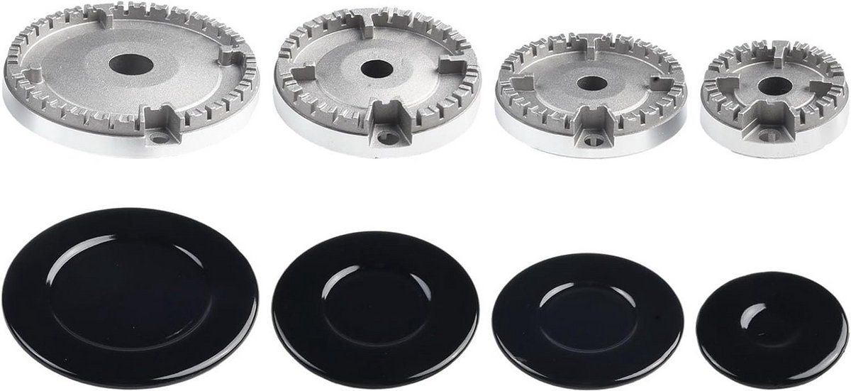 Universele Set Steun Ringen en Kapjes voor Gasfornuis Branders (Plat)