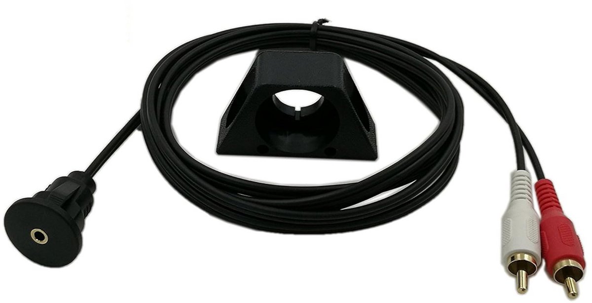 Waterdichte Verlengkabel 2RCA Mannelijk naar 3.5mm Vrouwelijke Audio Jack voor Dashmontage