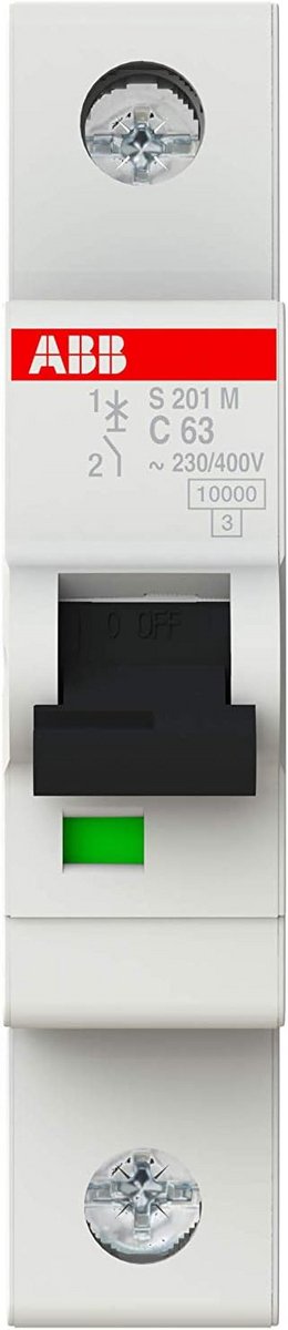 Miniatuur Stroomonderbreker C63 - 1 Pool - 63 Amp - 10kA/15kA - Overbelastingsbeveiliging