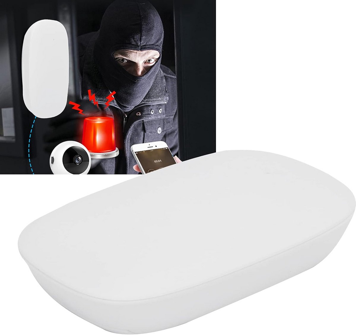 Draadloze Trillingsalarm Detector voor Deur en Raam - Inbraakbeveiliging 433MHZ