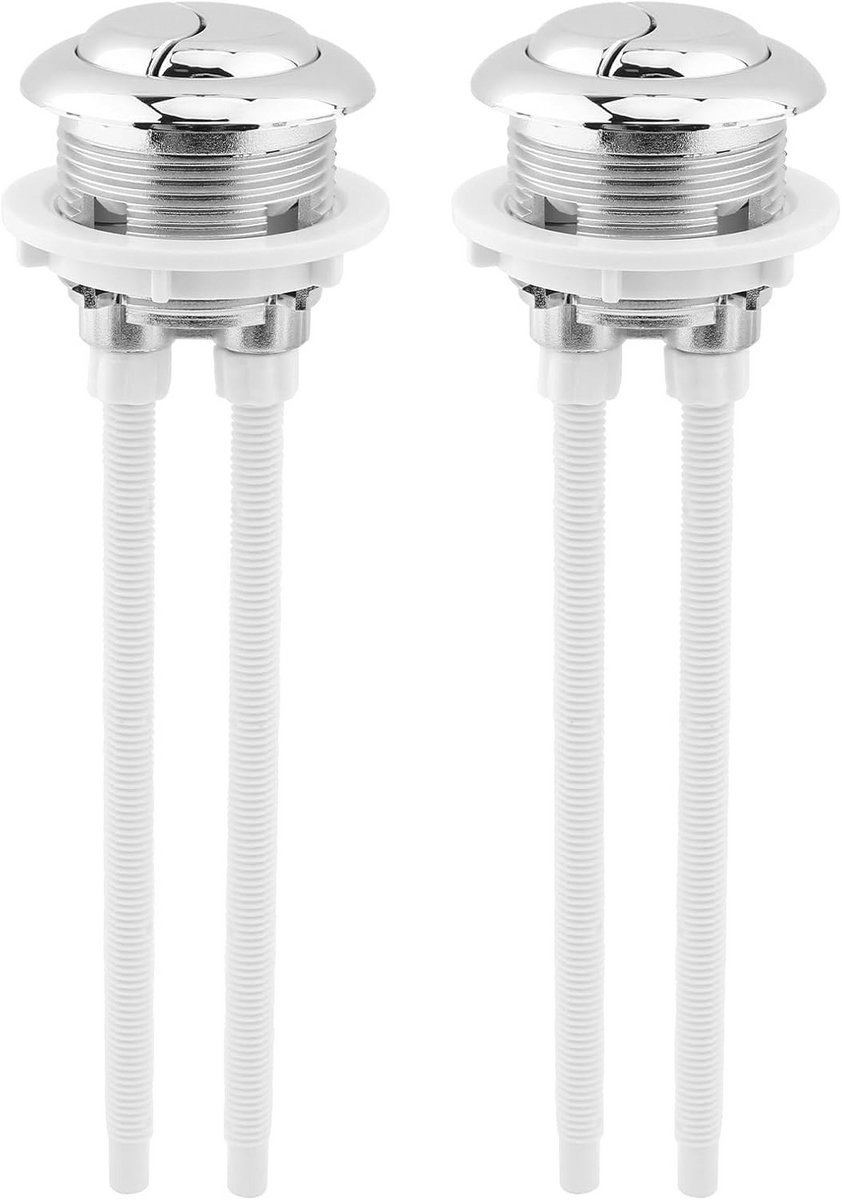 2 stuks Universele Dubbele Toilet Spoelknop Vervanging Zilver - Verstelbaar Doorspoelmechanisme