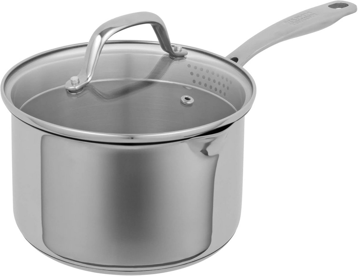 RVS Allround Plus Steelpan 1,9 L met Schenktuiten en Glazen Deksel