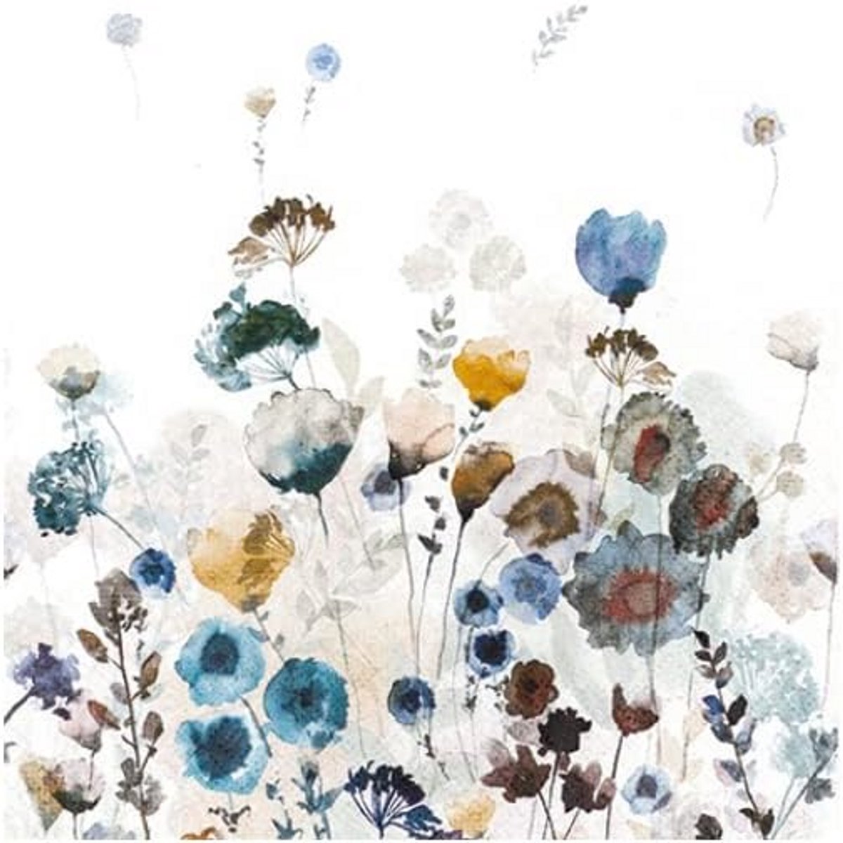Papieren servetten met bloemenprint in aquarel look - 20 stuks