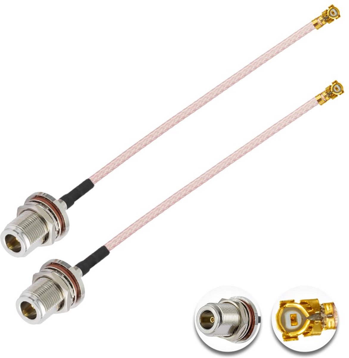 Vecys 2PCS U.F.L1 to N Type Female Coaxial Cable with Low Loss 4"/10CM RG178 Coaxial Pigtail Cable for Wireless Routers Mini PCIE Network Cards PCI Wi-Fi WAN Repeater