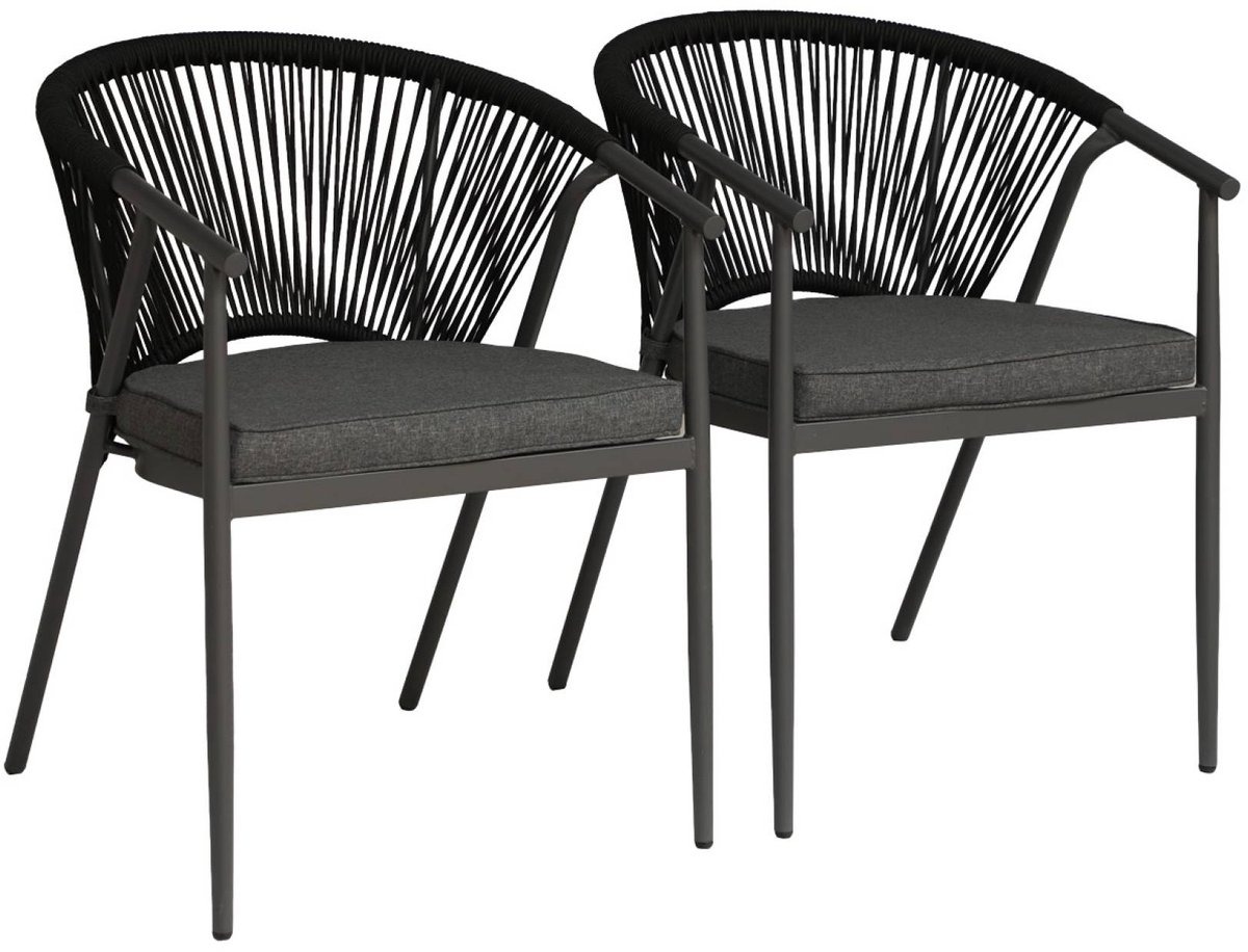 sweeek - Set van 2 stapelbare stoelen van staal en touw - liora