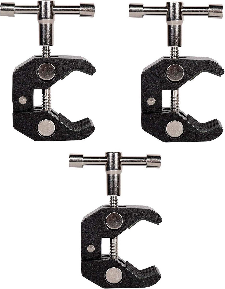 3-Pack Universele Klem met 1/4 en 3/8 Schroefdraad voor Camera en Verlichting
