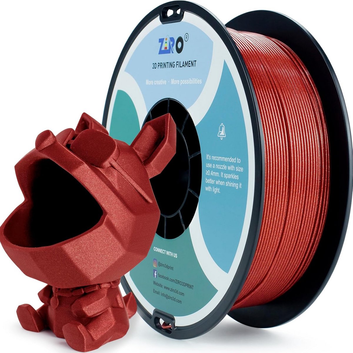 PLA Glitter 3D Printer Filament 1.75mm Rood - 1KG Hoogwaardig 3D Print Materiaal