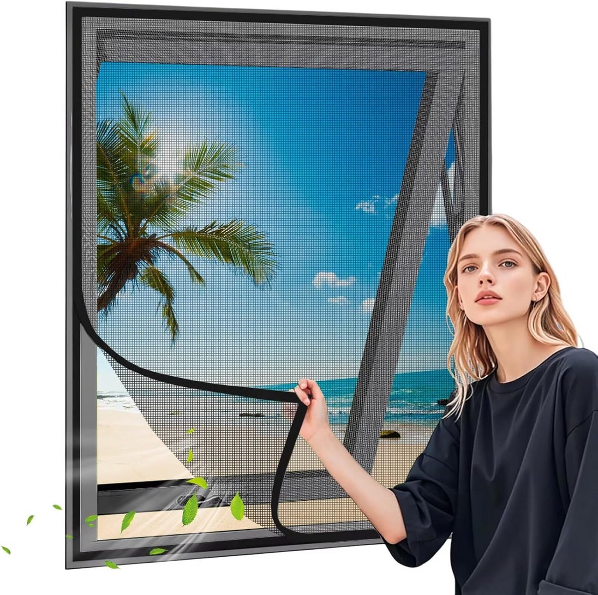 Horgaas Gordijn Zonder Boren 60x115cm Zwart Eenvoudige Montage