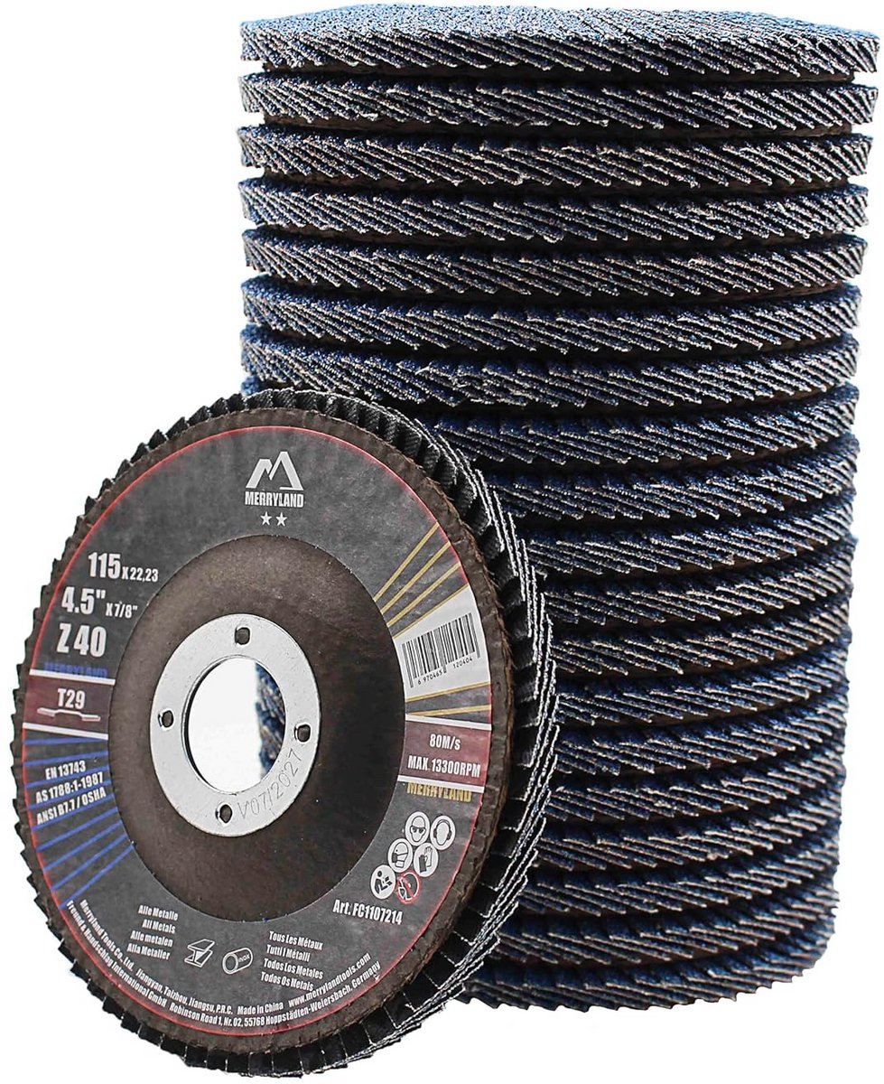20x Lamellenschijf 115mm Korrel 40 voor Metaal - Zirkonium Korund voor Haakse Slijper