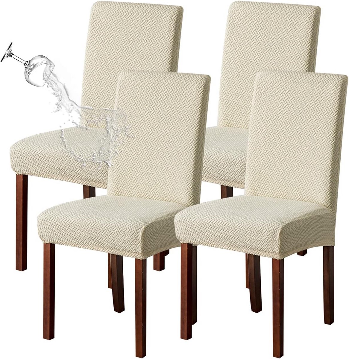 Waterdichte Stoelhoezen voor Eetkamerstoelen - Set van 4 - Afwasbare Beschermhoezen