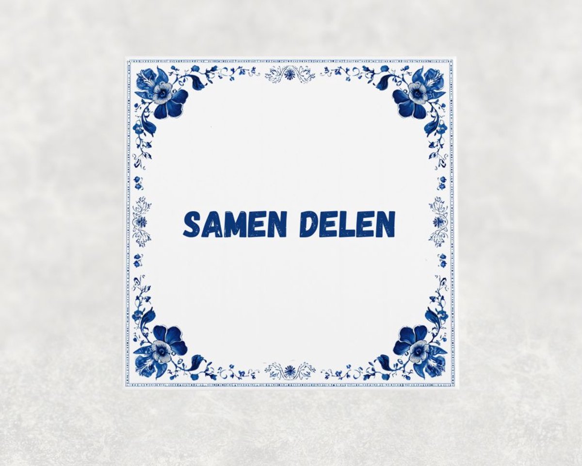 Voici Voilà Spreuk tegel 15x15 cm Samen delen Wit met tekst