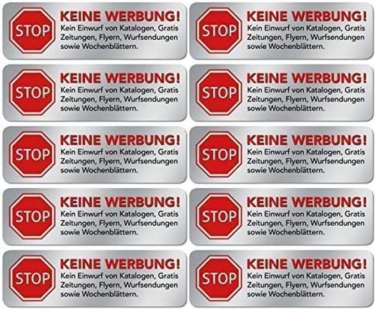10x Luxe Brievenbusstickers In RVS Look - Geen Reclame Sticker - Weerbestendig