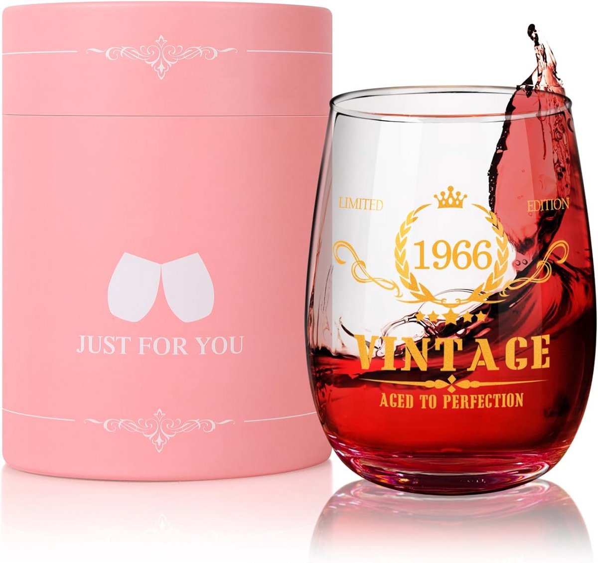 Wijnglas Verjaardagscadeau 60 Jaar - Icoon van 1964 Stijl - 15oz Steelloos Glas
