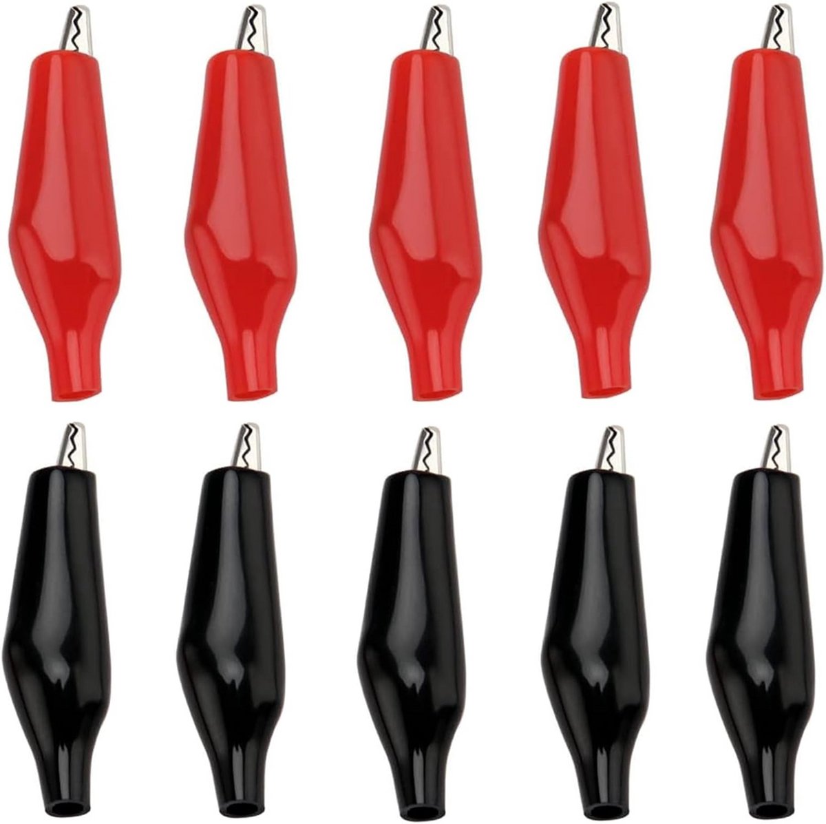 50 Stuks Medium Alligator Clips Rood en Zwart Gemaakt van Metaal