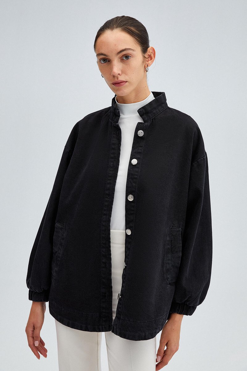 Touché Privé - Oversized denim bomberjack - Zwart - Dames