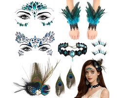 Uitgebreide Pauwen Kostuum Set voor Volwassenen - Feest & Carnaval Outfit