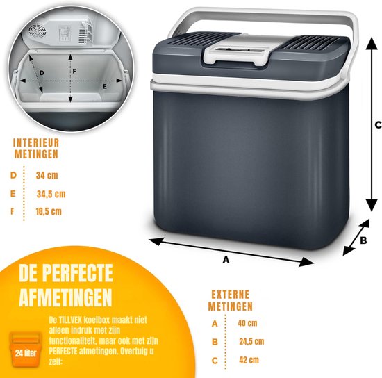 MIRA®Elektrische Koelbox - 40 Liter Koelbox Elektrisch 12V 230 Volt - Koelbox Auto - Grijs - 25cm x 40cm x 42cm van Mira — afbeelding 4