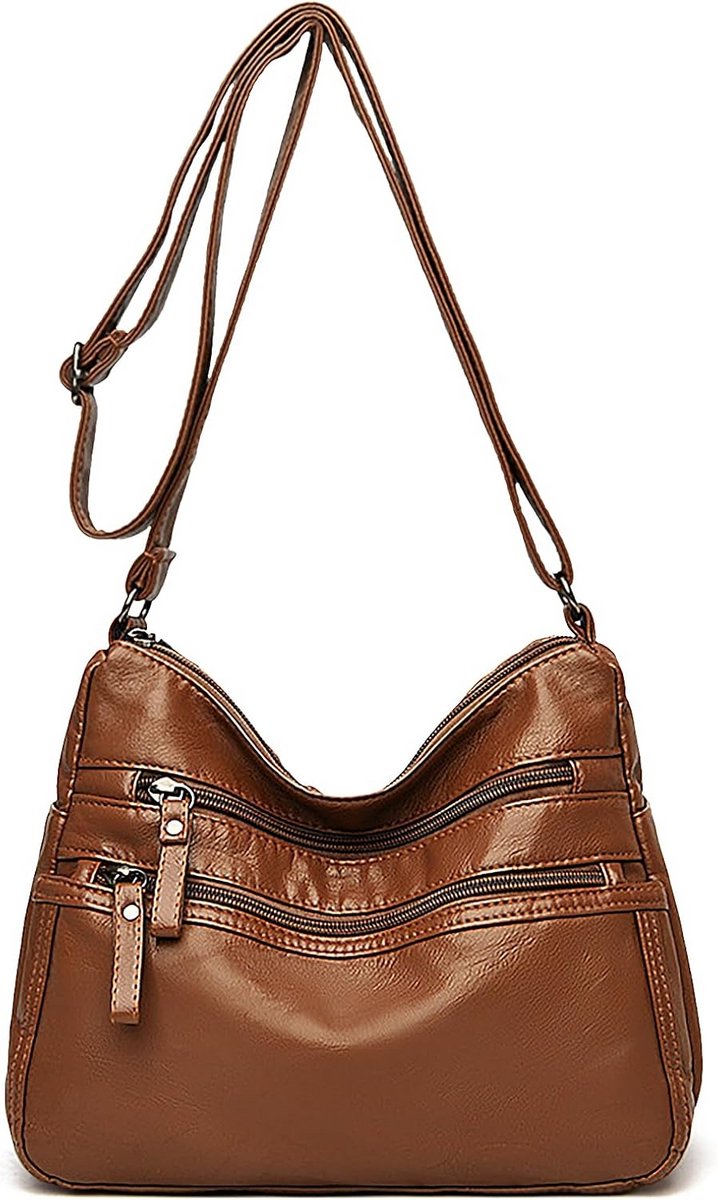 Grote Schoudertas Dames met 5 Vakken - Crossbody Tas PU Leer
