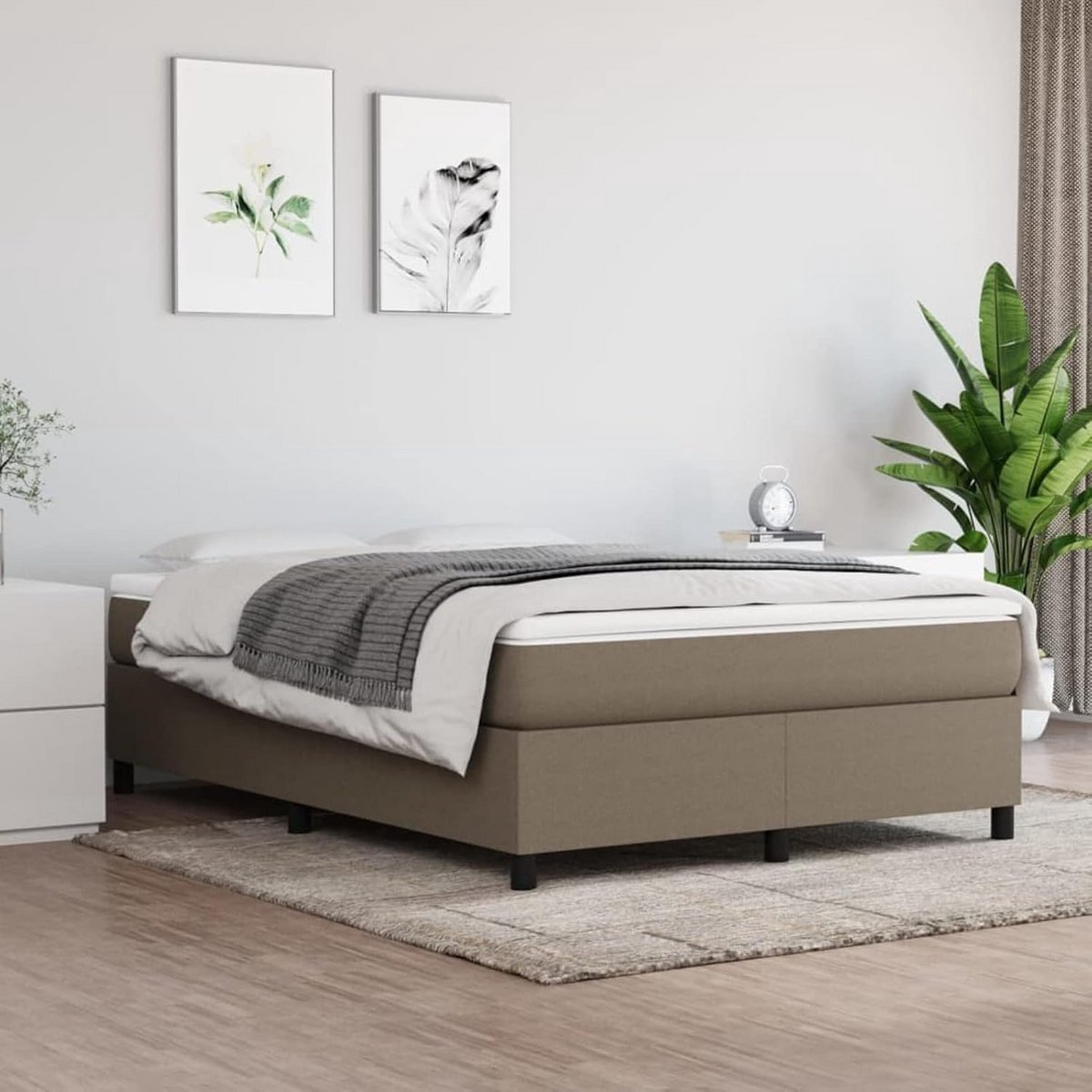 Tweepersoons Bedframe 140x200 cm in Taupe Stof - Hoogte Verstelbaar