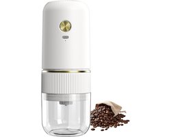 Elektrische koffiemolen - Klein en handig - Instelbare maalgraad - Geschikt voor koffiebonen, vanille en specerijen（wit）