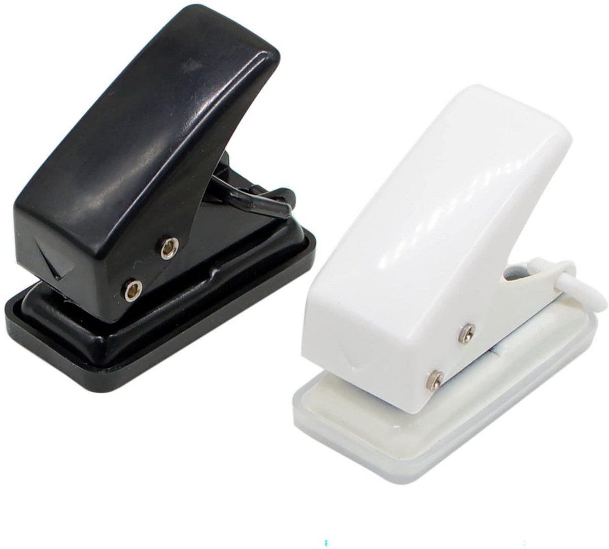 Set van 2 Kleine Handige Enkele Papierperforators - Zwart en Wit