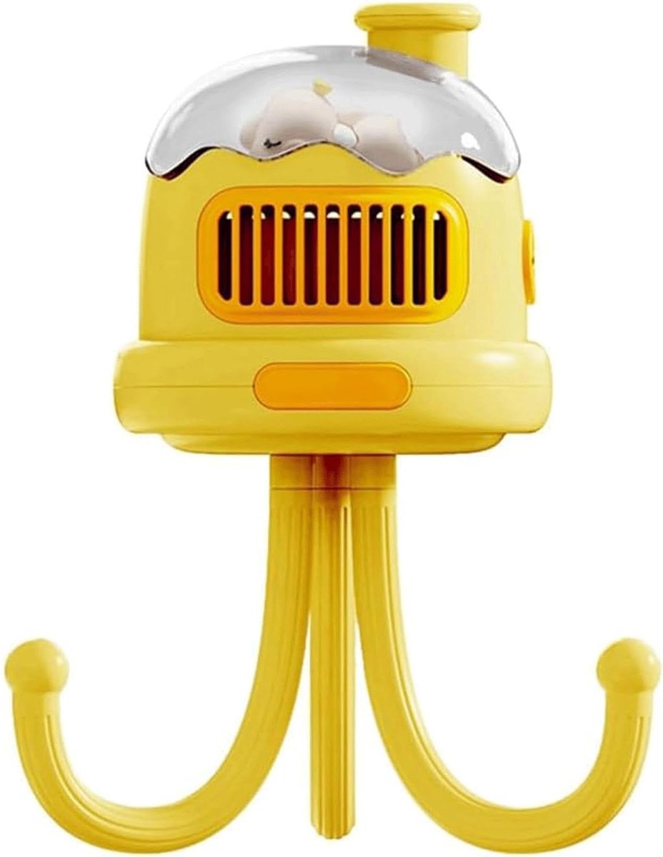 Sander Shop Staande ventilator, draagbare miniventilator, USB oplaadbare kinderwagenventilator, clip-on ventilator, bladloze handventilator voor kinderen, stille ventilator-geel