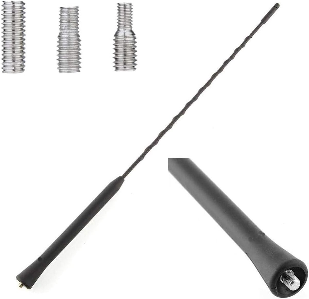 Korte Staafantenne - Auto Antenne Radio - Verbeterde Ontvangst - Universele Adapters - 40cm Lengte