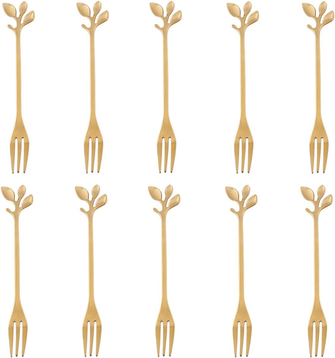 Roestvrijstalen vorkenset 10 inch goud 10 stuks