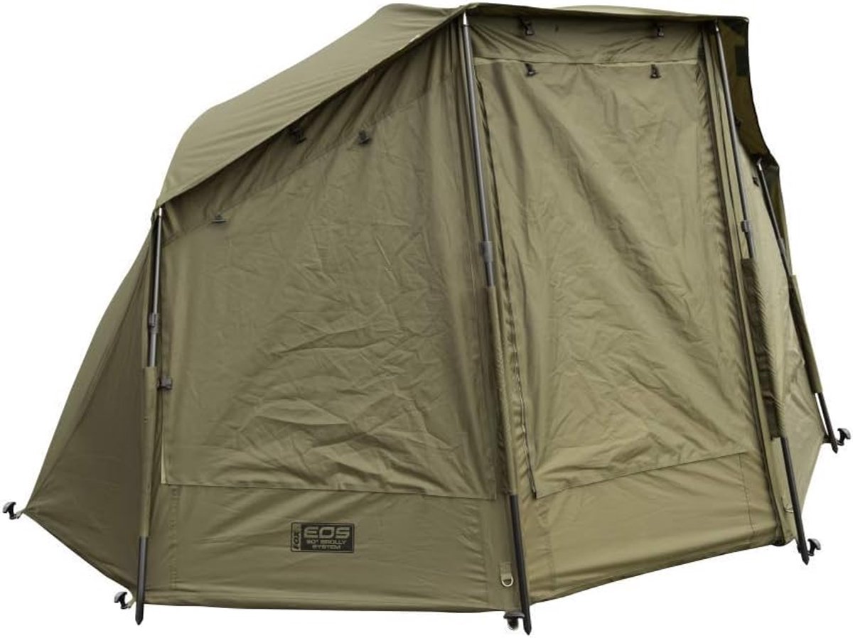 Vis Brolly Systeem - Vis Shelter - Korte Vis Trips - 8000mm Waterdicht - 185x250x138cm - Khaki