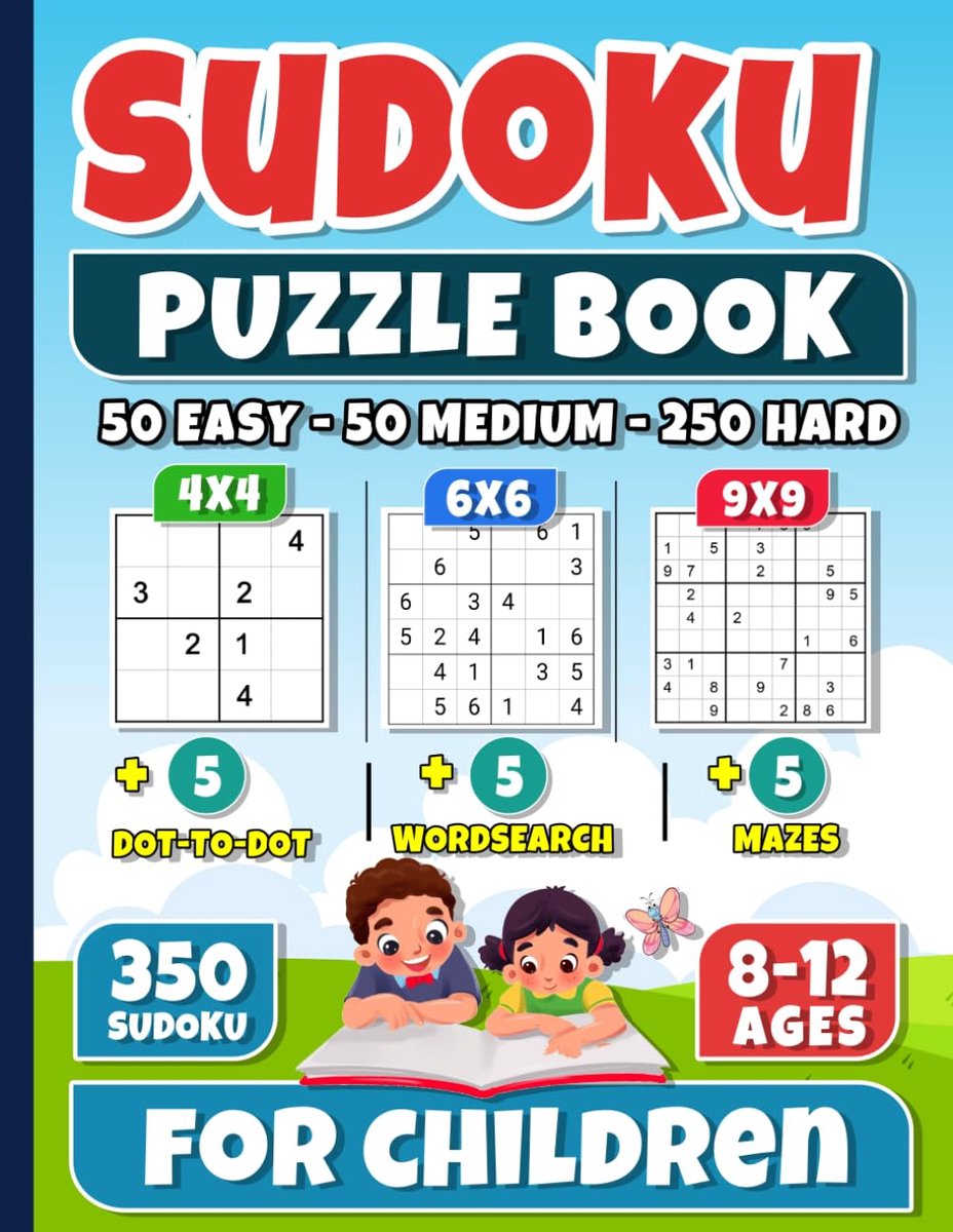 Kinder Sudoku Boek - Logische Puzzels - Mentale Training - 350+ Uitdagingen - 8.5 x 11 inch