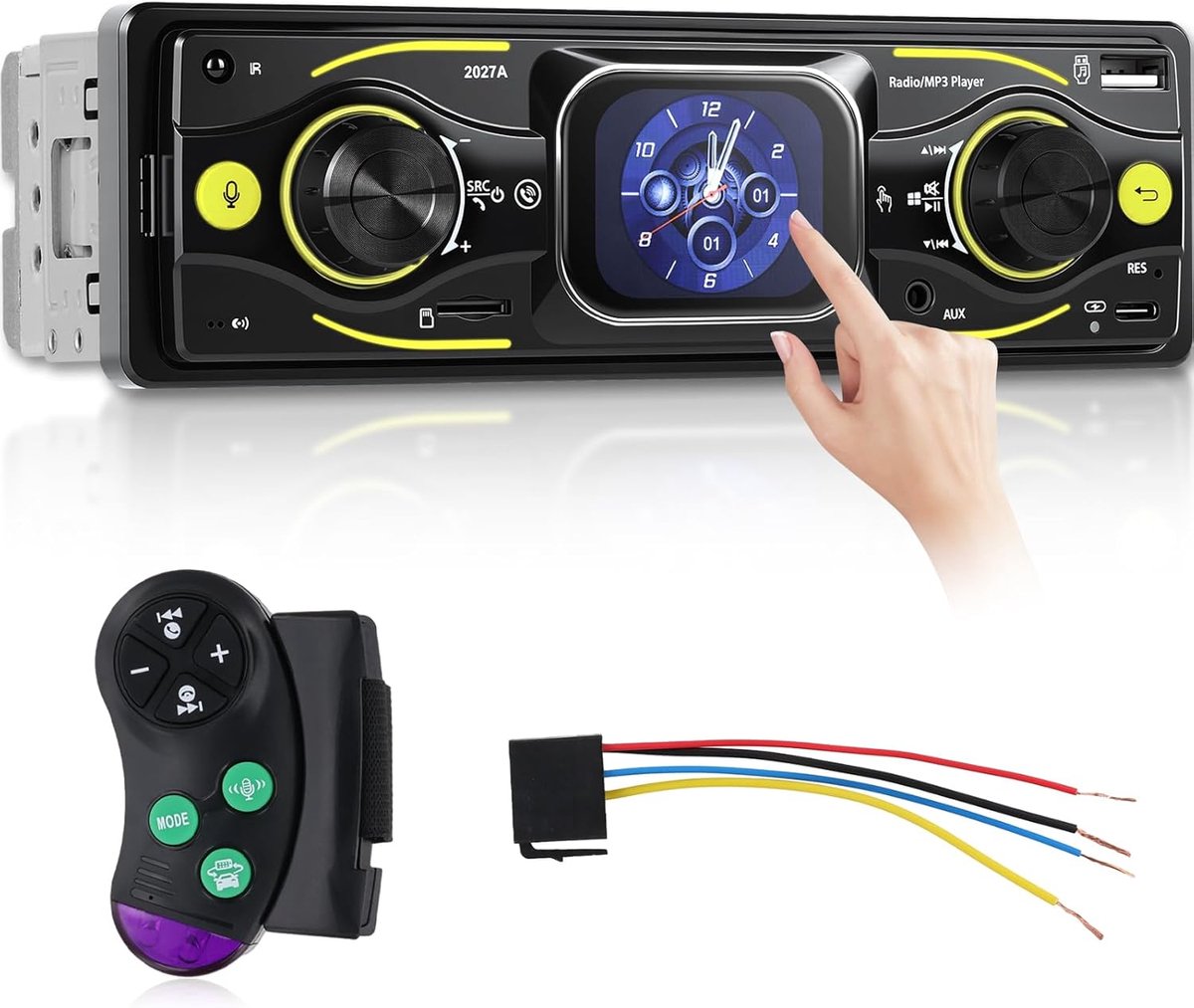 Touchscreen Autoradio - MP3 Speler - Muziek Luisteren - Verstelbaar Display - 1-DIN