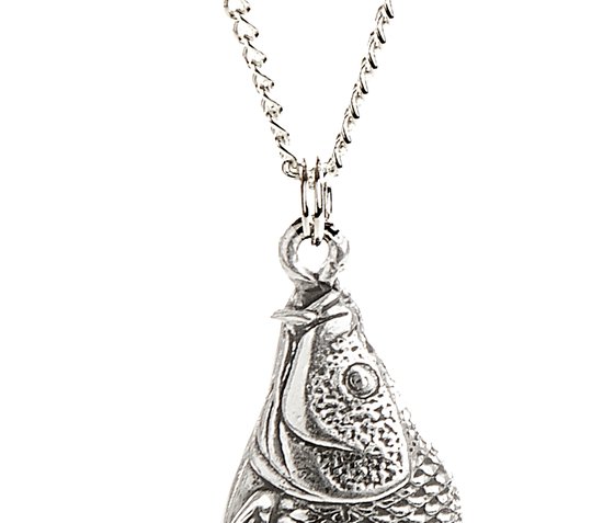 Pendentif Échelle Carpe + Chaîne Argent 50 cm (Hommes) Pendentif Poisson Chaîne Poisson Chaîne Argentée Poisson