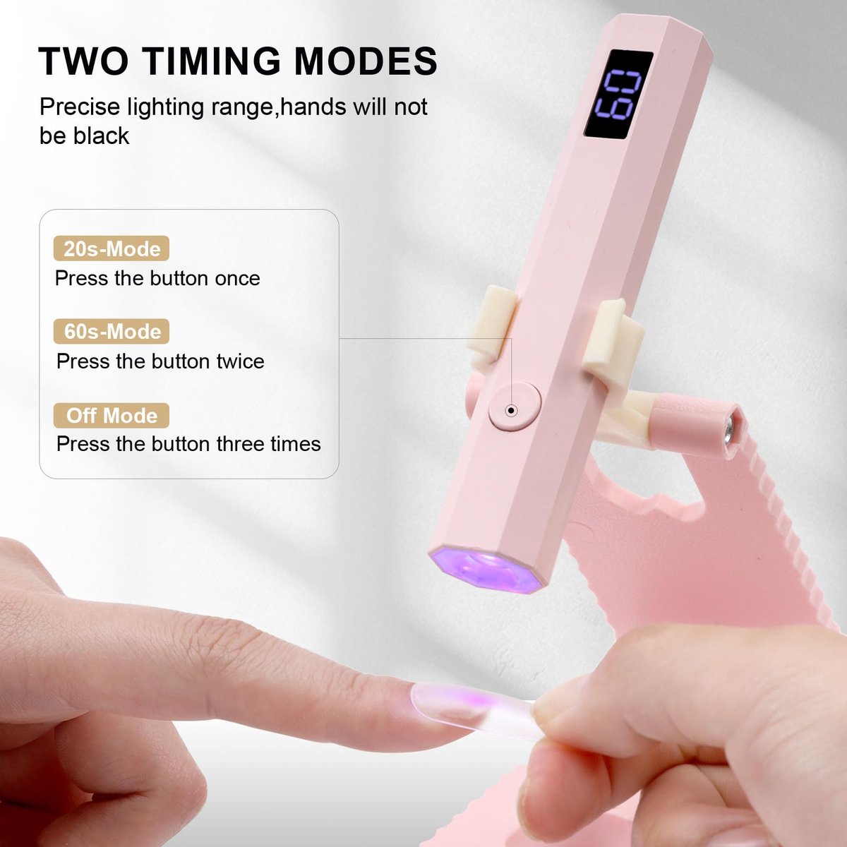 Namajunas - Mini Nagellamp - UV-lamp voor Gelnagels - Met Standaard - Oplaadbaar - Draagbare Nagellamp - LED Nagellamp - 2 Timerstanden Nageldroger - Nagel lamp - DIY-nagels - Nagelstyling — cadeau in Verzorging - foto 8