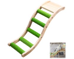 Papegaaien klimladder speelgoed - klimladder zitstok - zitstok - vogelladderbrug - vogelzitstok speelgoed - vogelkooi decoratie - geschikt voor grasparkieten- valkparkieten- dwergpapegaaien en andere papegaaien - groen - 32,2*9,8 cm
