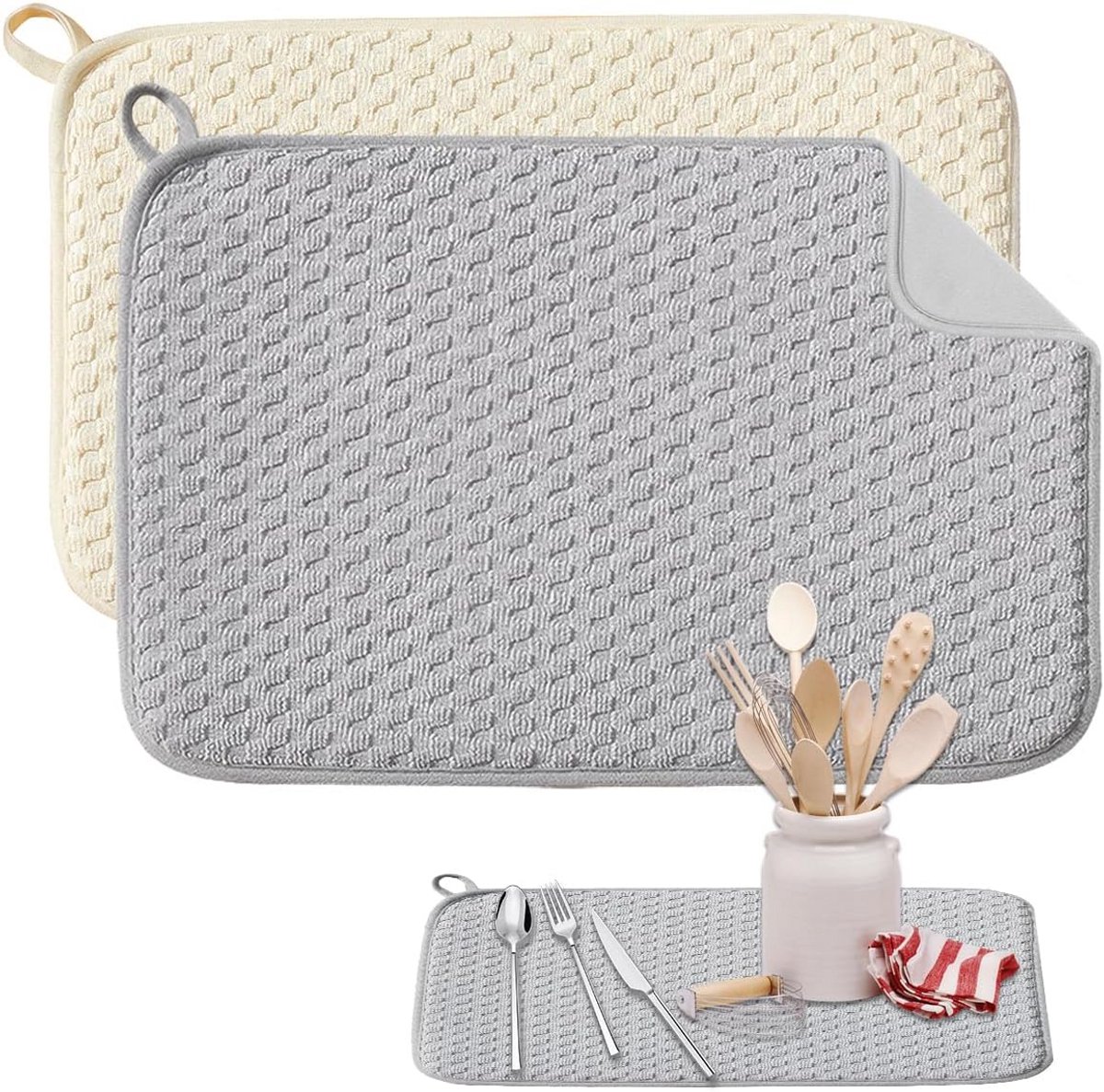 2x Absorberende Microvezel Afdruipmat voor Keuken en Tafel 40x30 cm